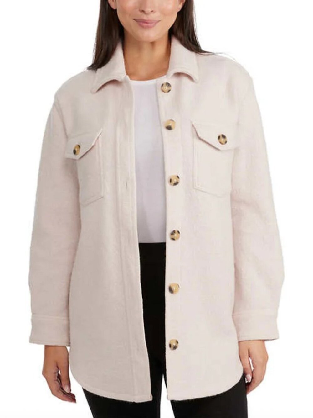 Pajar Merino Wool Shacket Cream Button Down Cozy Jacket Minimalist M